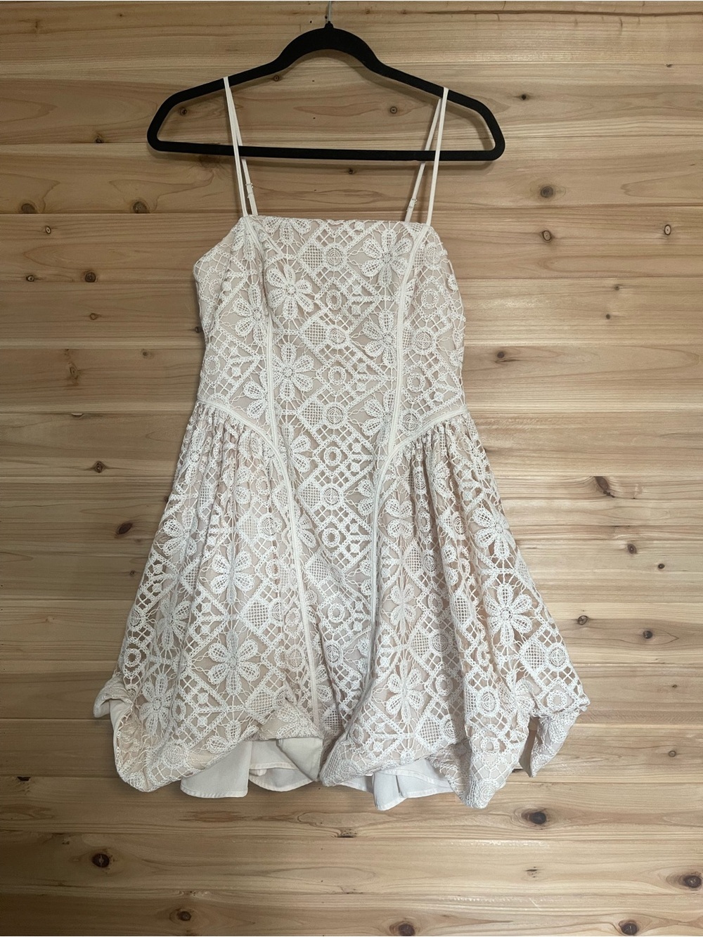 Anthropologie / Hutch Neutral Lace Corset Fit & Flare Mini Dress Size 6 - Picture 5 of 8